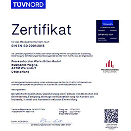 Isozertifizierung 9001:2015